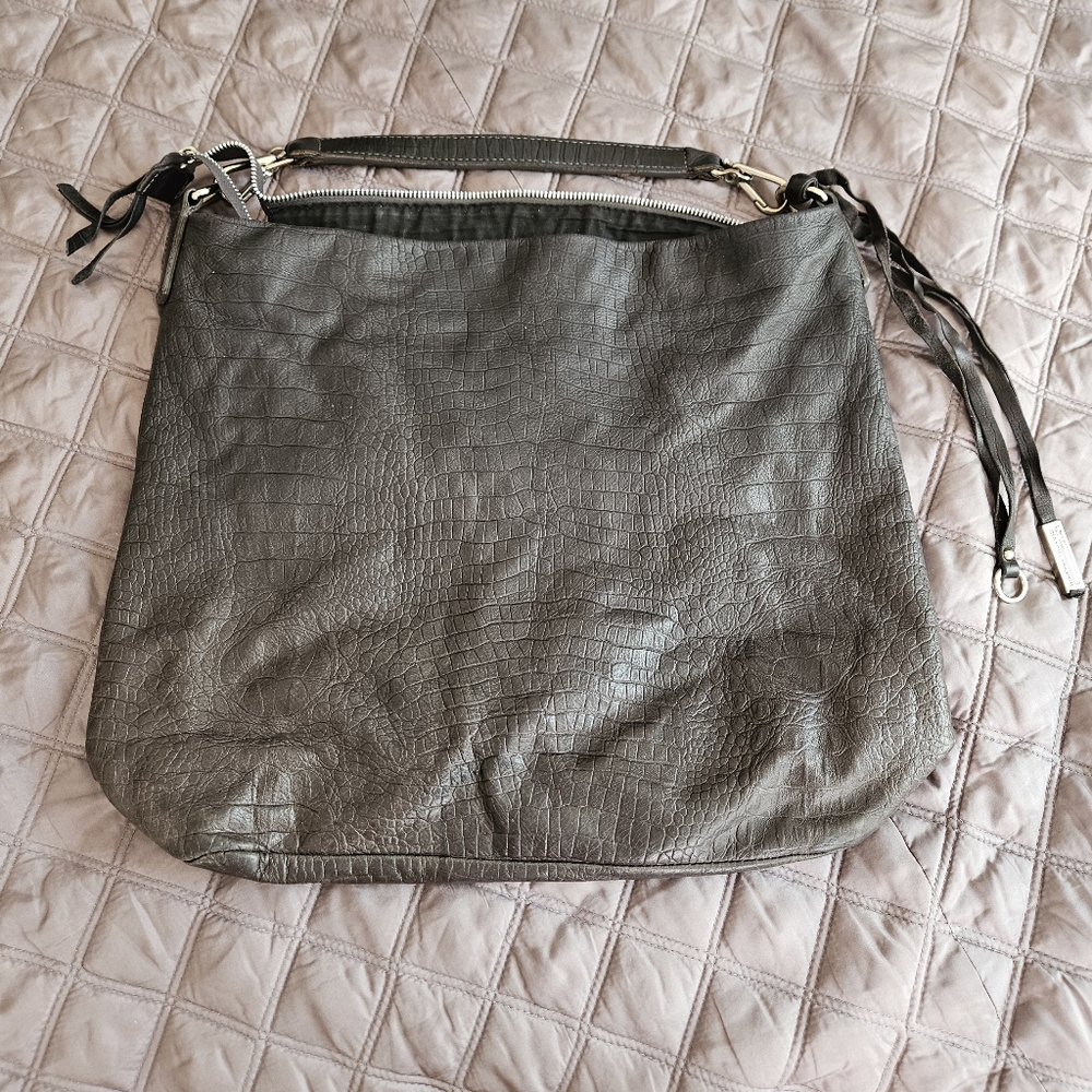 Black Crocodile Leather Gianni Chiarini Big Bag 14x14 - Picture 2 of 7